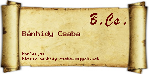 Bánhidy Csaba névjegykártya